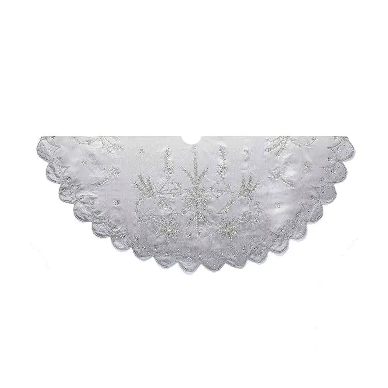 Kurt Adler 48-Inch Silver Hand Embroidery Tree Skirt