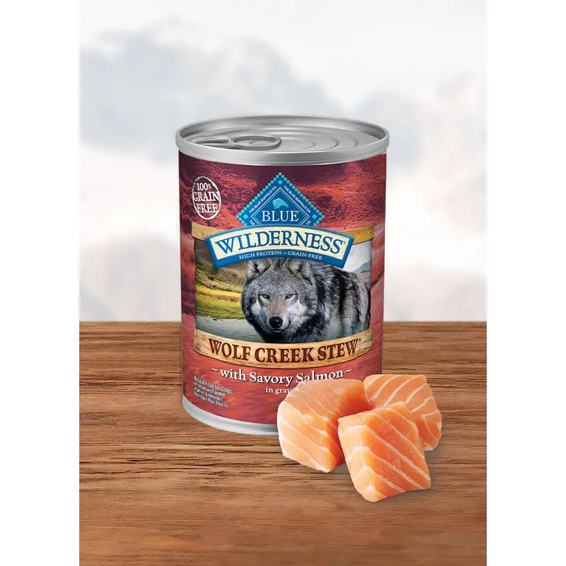 Blue Buffalo, Wolf Creek Stew, Savory Salmon Stew, Canned Dog Food, 12.5 oz