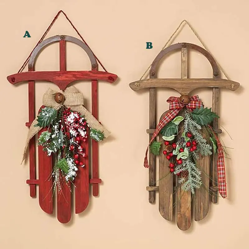Gerson, Holiday Sleigh Bow Bry Wood, Assorted & Sold Separately