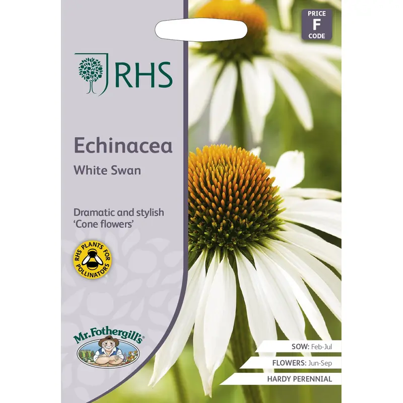 Mr Fothergills - RHS - Flower - Echinacea - White Swan - 50 Seeds
