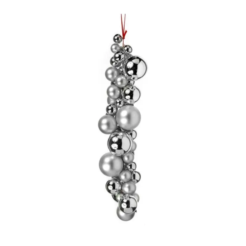 Regency International Ball Ornaments Swag, Matt/Shiny Silver, 36" Long