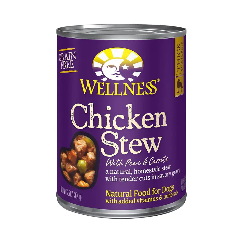 Wellness, Homestyle Stew, Grain-Free Chicken Stew with Peas & Carrots, Canned Dog Food, 12.5 oz