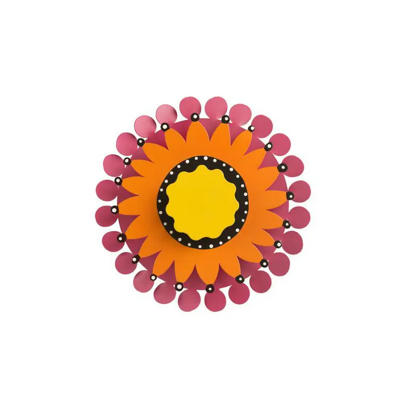8" Orange Flower on Fuchsia Petals Kinetic Sculpture