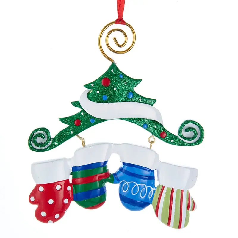 Mitten Family of 4 Ornament for Personalization, 5.1"