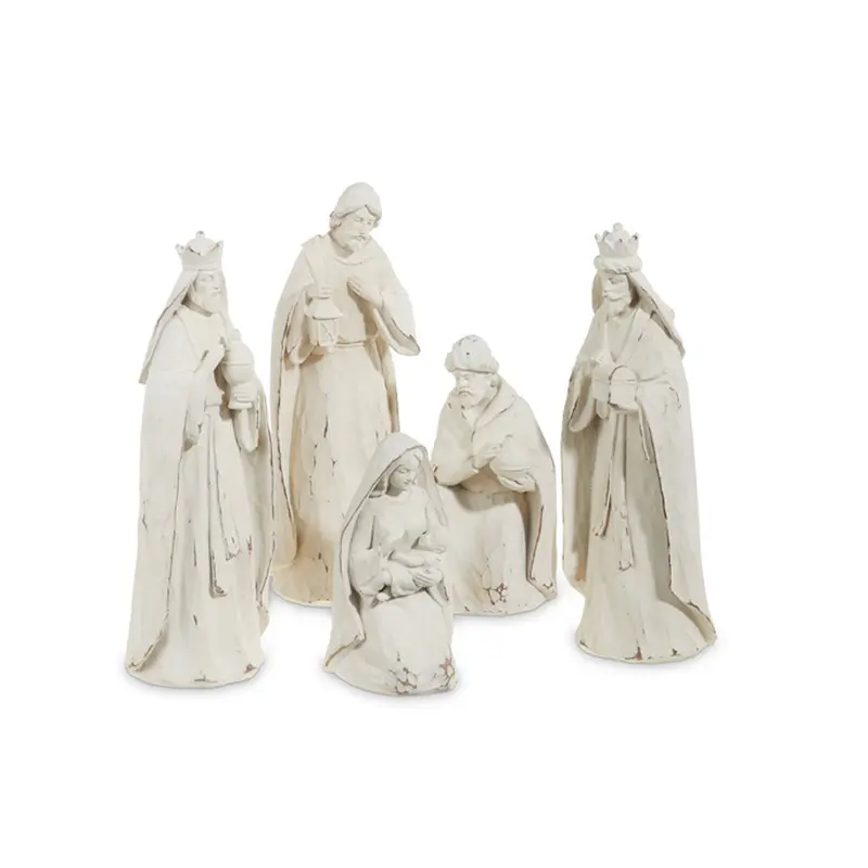 Raz Imports, 10'' Whitewash Nativity Set, 5 piece