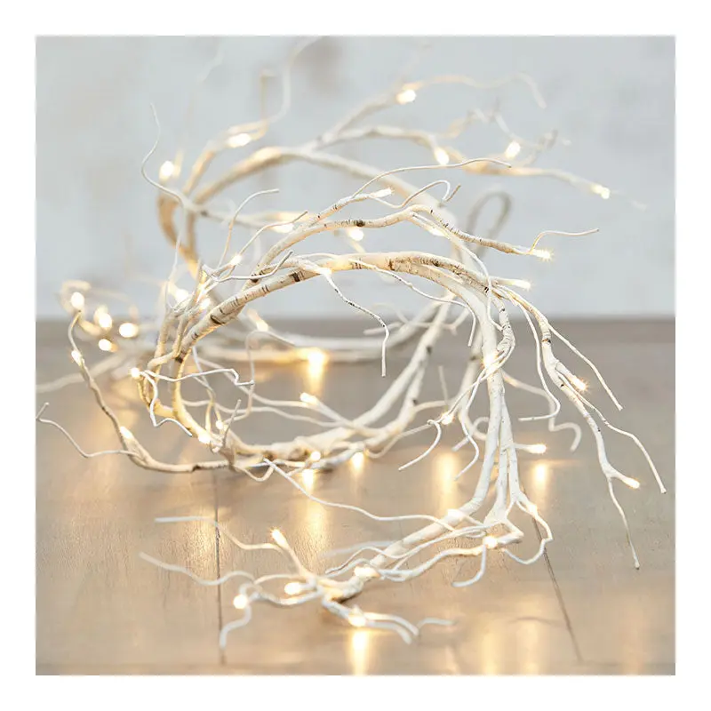 6' Birch Garland, LED Warm White Lights