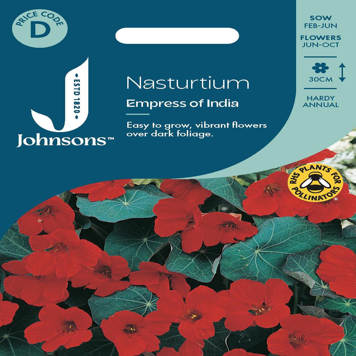Johnsons - Nasturtium Empress of India - 25 Seeds