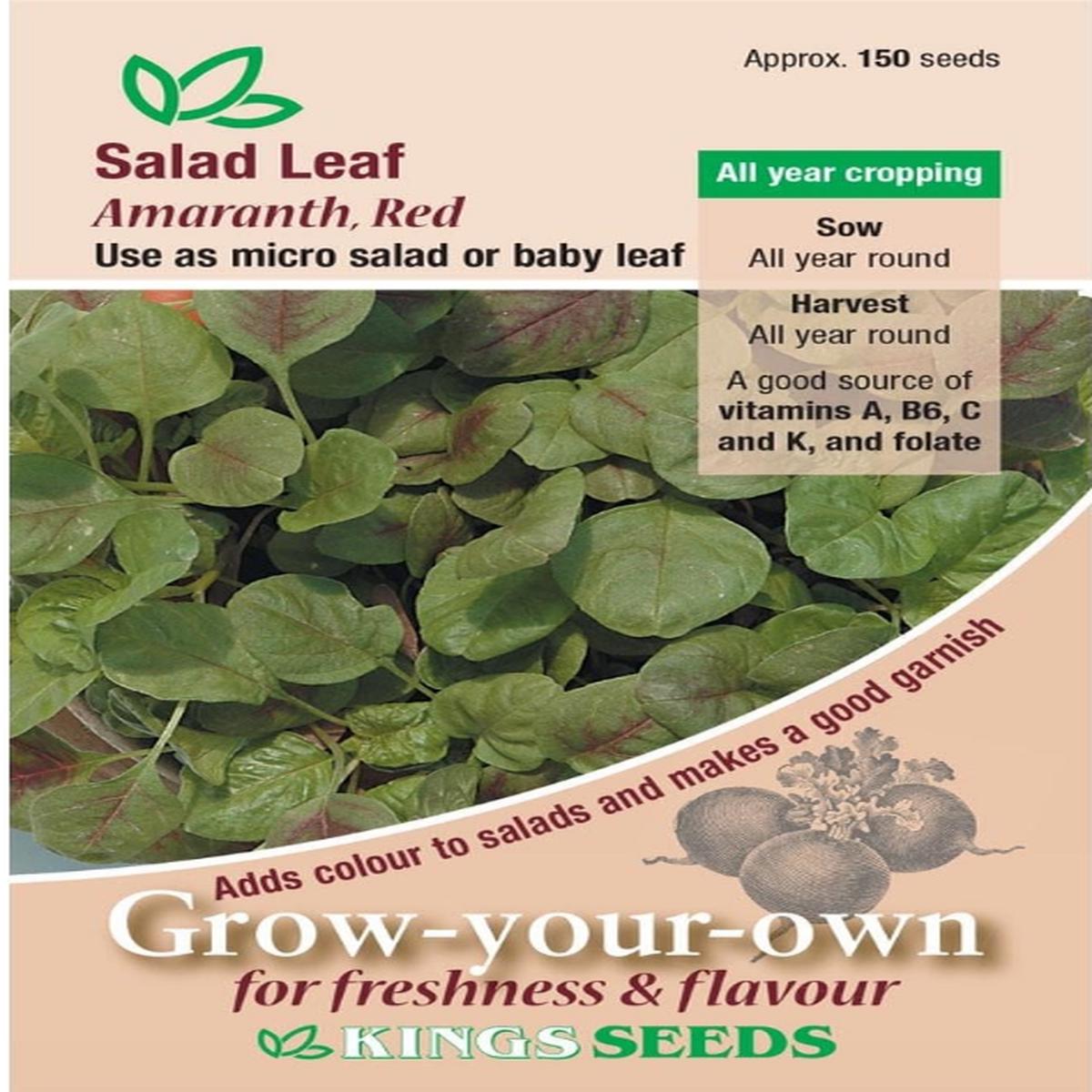 Kings Seeds Salad Leaf Amaranthus Red 150 Seeds