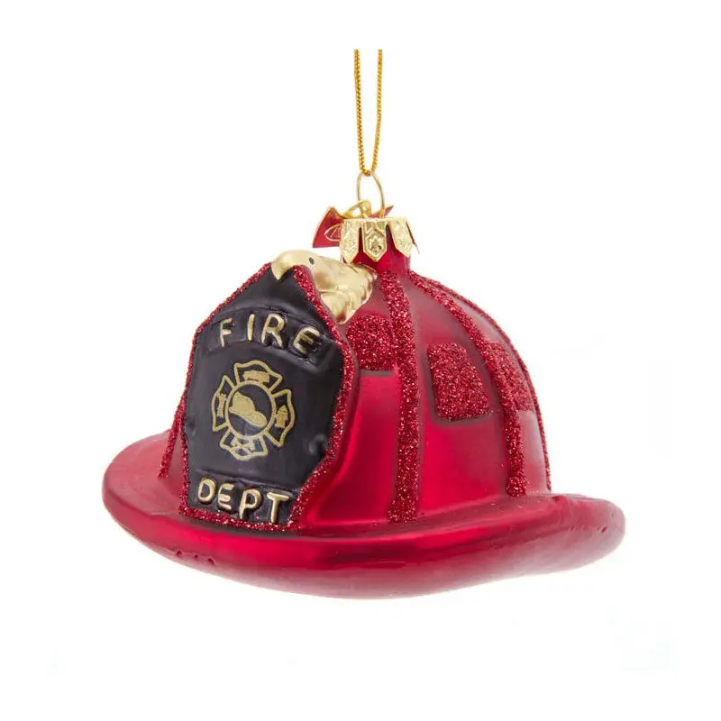 Kurt Adler Noble Gems Firefighter Helmet Glass Ornament, 3.5"