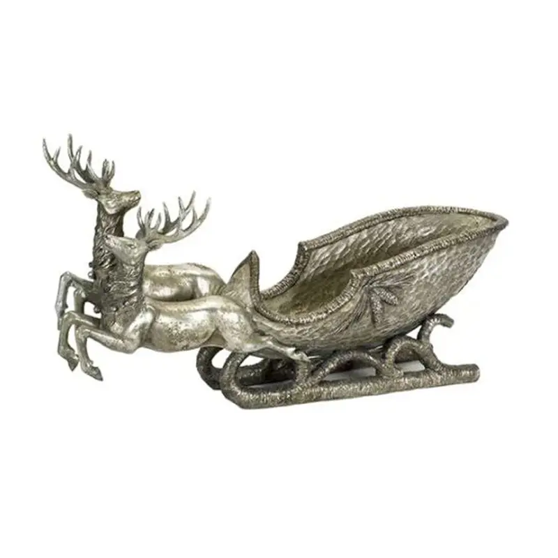 Melrose International, Deer With Sleigh, 13.75"