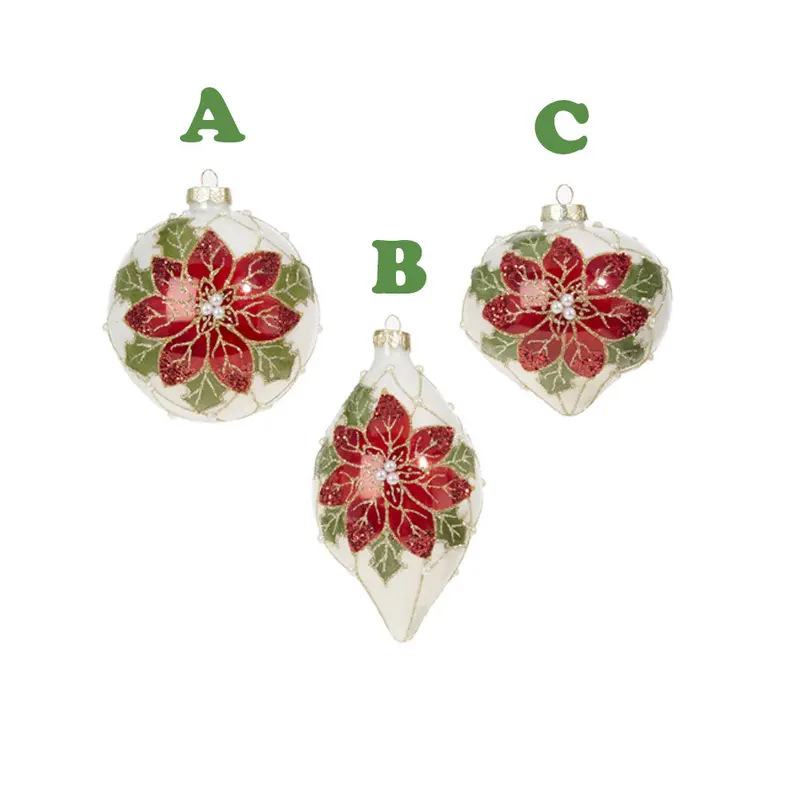 Raz Imports, 4'' Poinsettia Ornaments, Assorted and Sold Separately