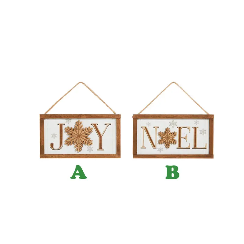 Raz Imports, Joy and Noel Wooden Ornament, 6''