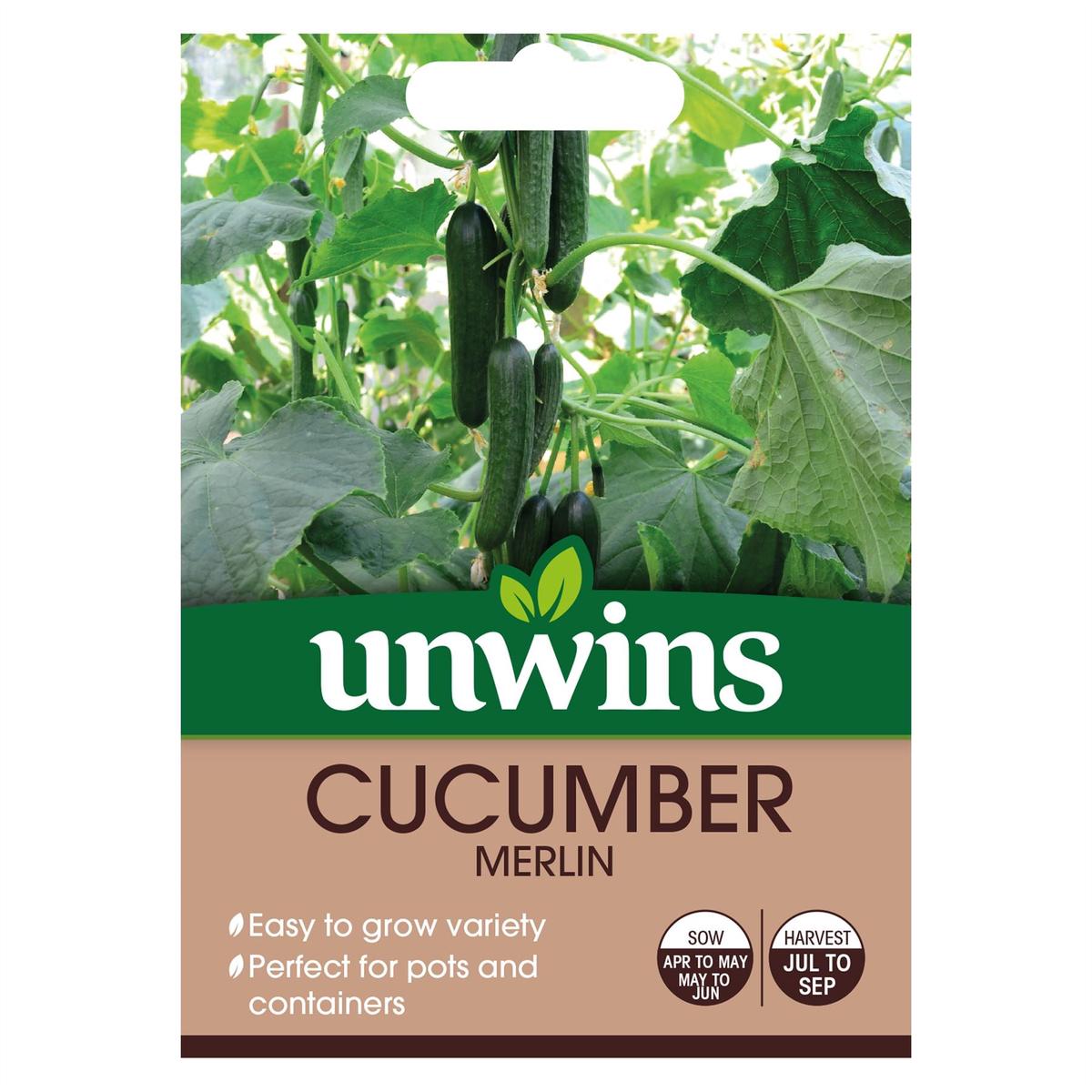 Unwins Cucumber Merlin Seeds  Indoor Container Variety