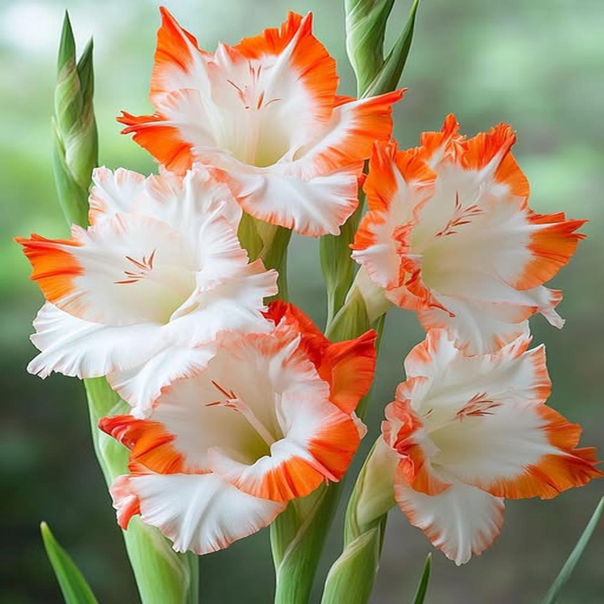 Orange White Gladiolus Flower Seeds for Planting Heirloom, Non-GMO, High Germination Blooms